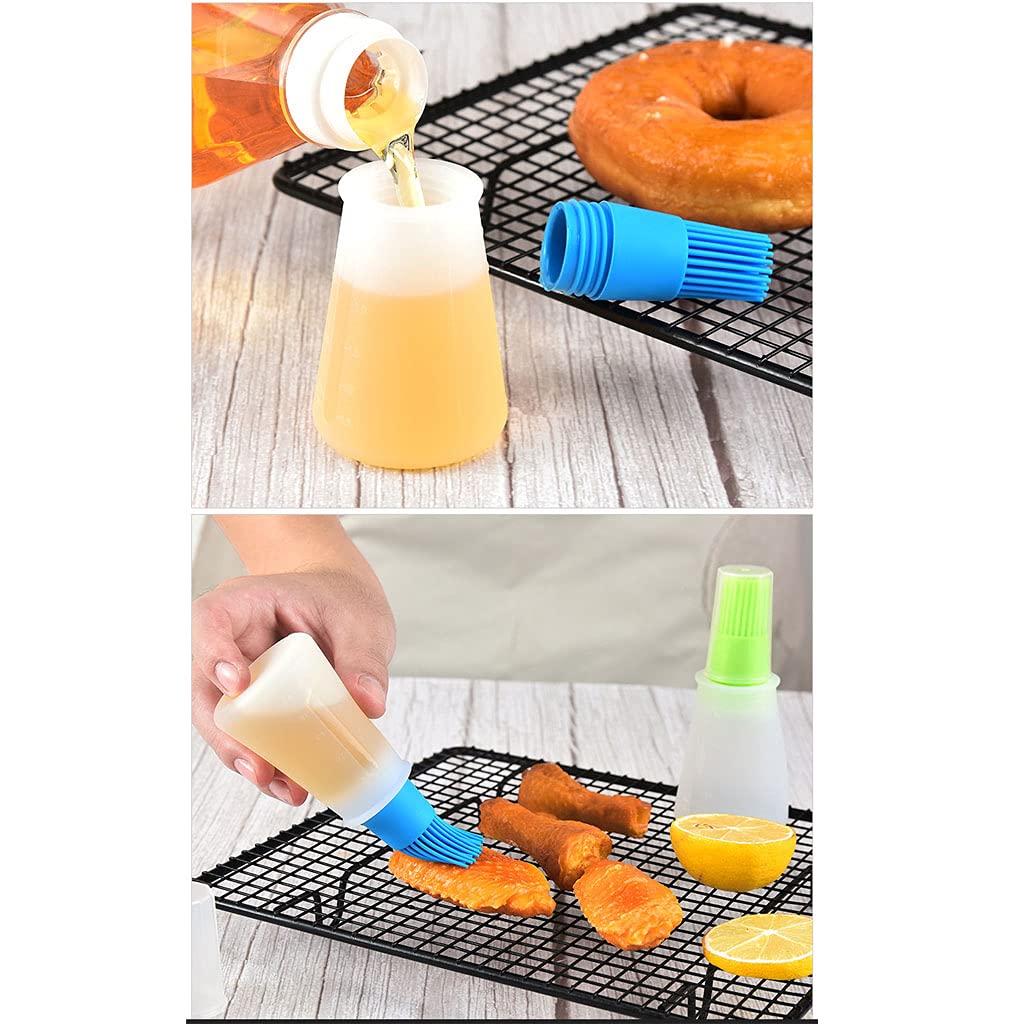 Silicone Oil bottle brush，BBQ/Pastry Basting Brushes,Silicone Cooking Grill Barbecue Baking Pastry Oil/Honey/Sauce Bottle Brush (4 PCS,orange)
