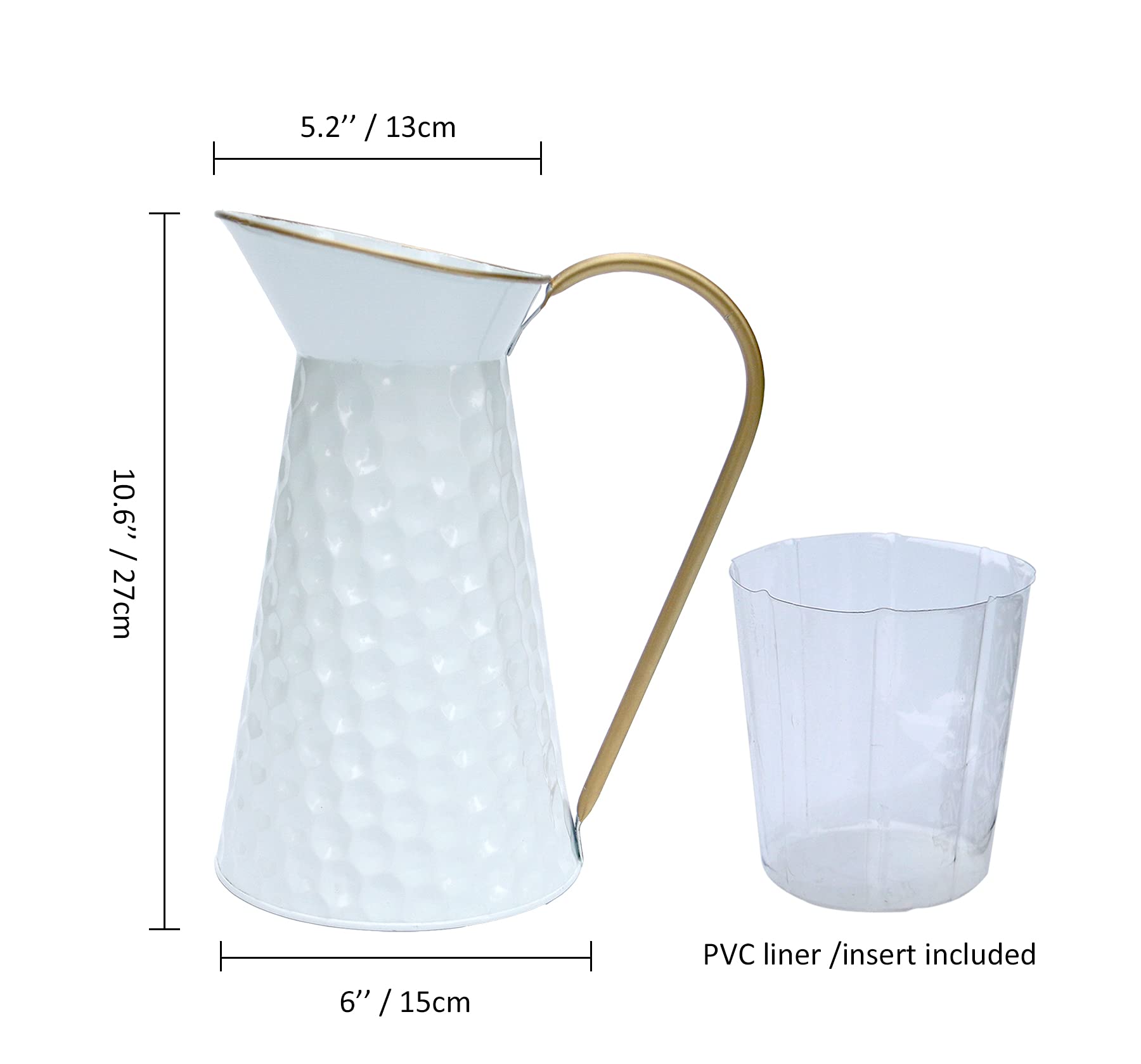 Elegant White Metal Decorative Flower Vase,Farmhouse Galvanized Pitcher,Rustic Milk Jug for Home Decor…