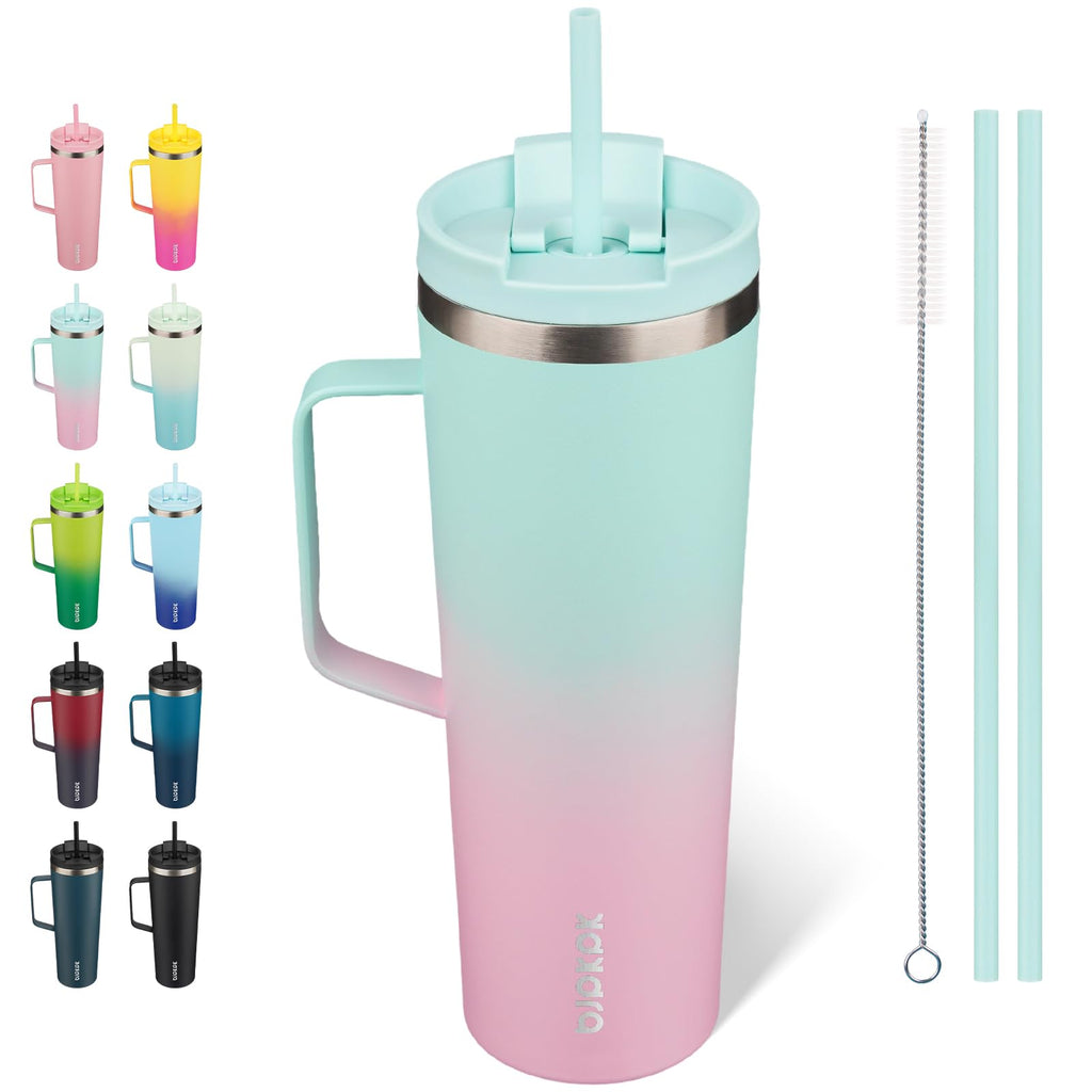 BJPKPK 30oz Insulated Tumbler with Handle, Lid & Straw, Stainless Steel