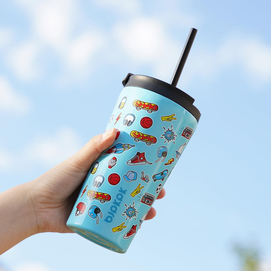 BJPKPK 30 oz Coffee Tumbler with Straw, Insulated Stainless Steel Cup