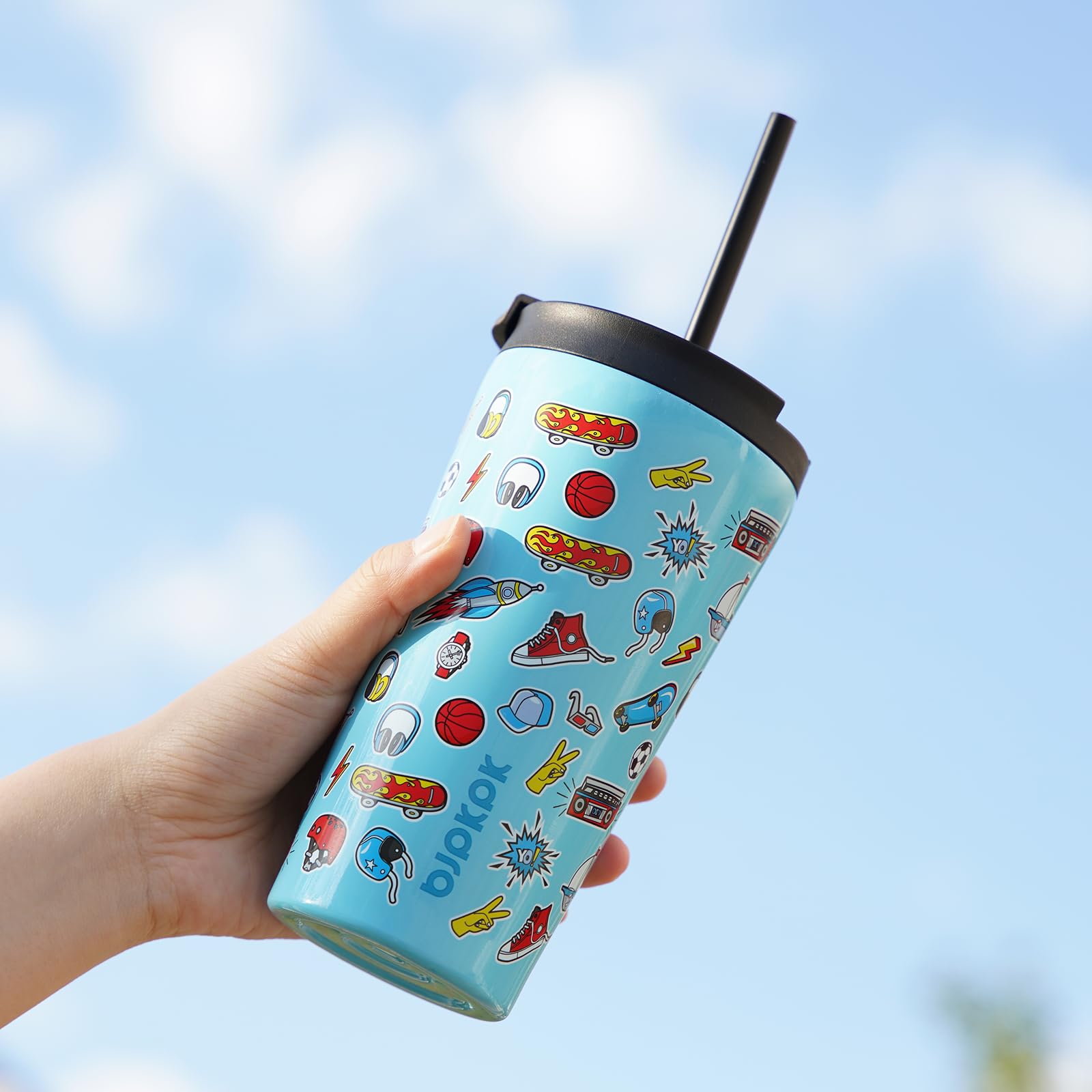 BJPKPK 30 oz Coffee Tumbler with Straw, Insulated Stainless Steel Cup