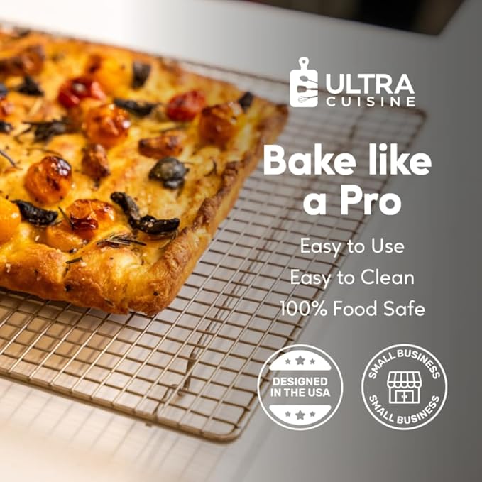 Ultra Cuisine Heavy Duty 100% Stainless Steel Cooling Rack for Cooking and Baking - Baking Rack & Wire Cooling Rack - Fits Half and Jelly Roll Sheet Pans - 11.5''x 16.5'' and 10''x 14.75''