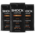 Shock Coffee Naturally Bold | Extra High Caffeine Strong Coffee | Medium Dark Roast Ground | Premium Arabica | 8 ounce