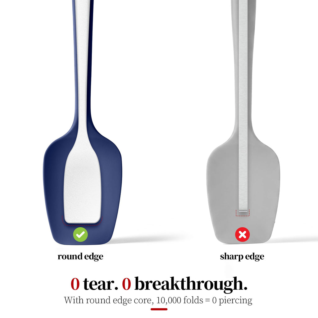 Lilybeam 600ºF Heat Resistant Silicone Spoon Spatula Set of 3, Blue
