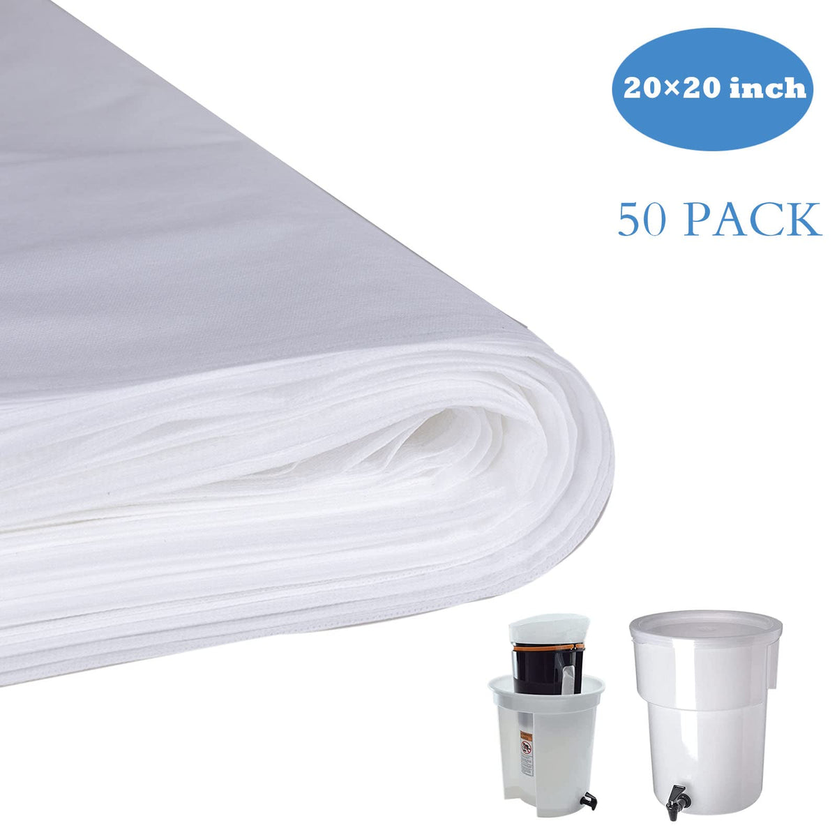 50 Pack Cold Brew Coffee Filters, 20" X 20" Commercial Bags, Brew Up To 5 LBS Coffee, Filter Bag, 5 Gallon