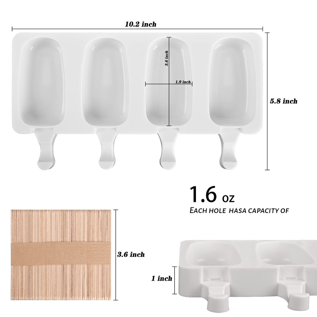 Sakolla Popsicle Silicone Mold with 50 Pcs Wooden Sticks