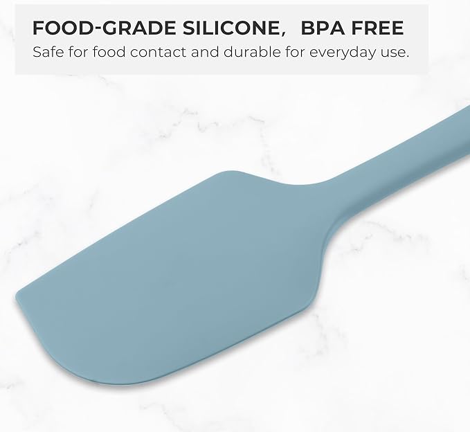 Elihome Skinny Silicone Spoonula - Non-Stick Heat Resistant Silicone Scraper Spatula for Mixing, Serving, Scraping, Stirring, and More - 11 Inch, Slate Teal Grey