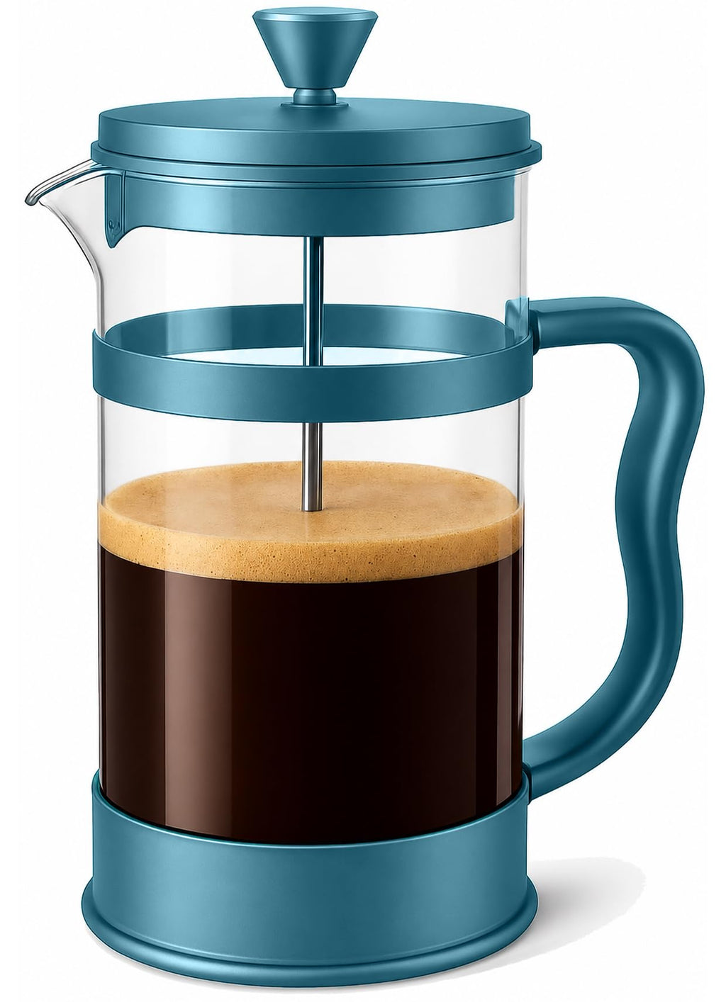 Utopia Kitchen 12 oz Glass French Press, French Press Coffee Maker, Tea Press, Triple-Layer Filter for Smooth Brew, Heat-Resistant Borosilicate Glass, Stainless Steel Plunger, Aqua