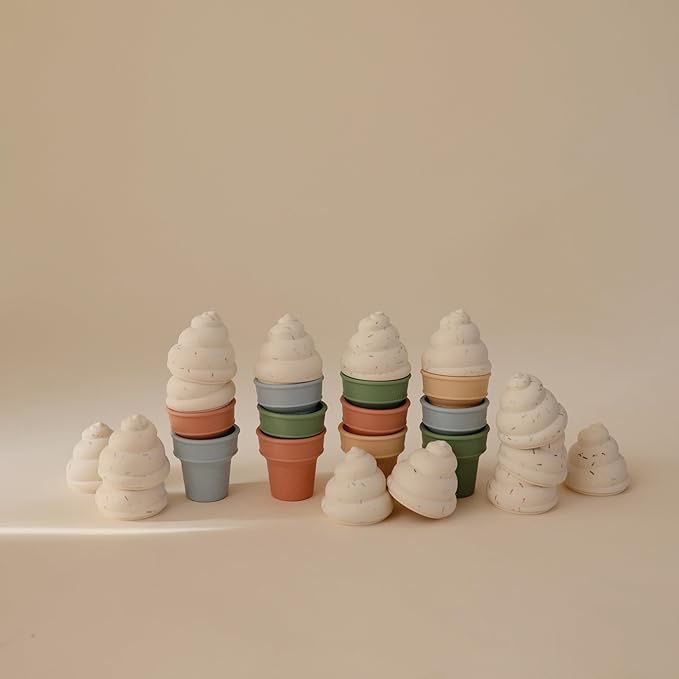 mushie Silicone Mix and Match Ice Cream Toy 4 Pack | Mold Free