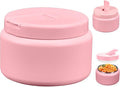 13.5oz Kids Thermos for Hot Food, Insulated Vacuum Food Jar with Buckle Lid, Stainless Steel Wide Mouth Leak Proof Insulated Lunch Container for School Picnic Travel,Pink