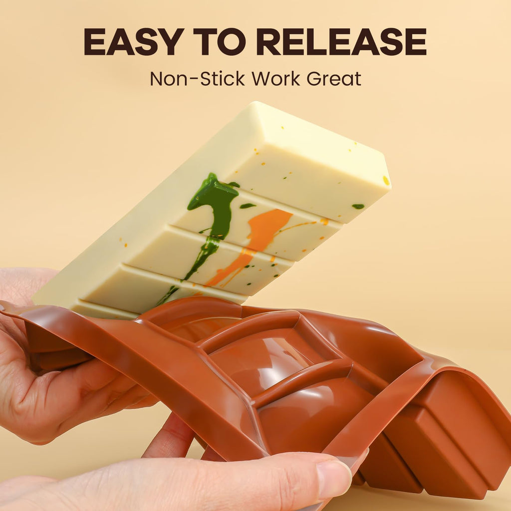 Fimary Dubai Chocolate Molds 1 Inch Deep, Silicone Chocolate Bar Mold – Non-Stick, Flexible, Large and Thick Homemade Chocolates, Candies, and Desserts - Set of 1