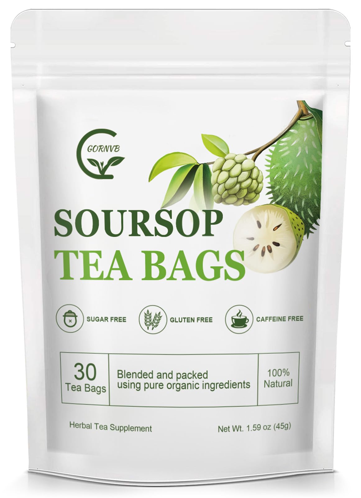 Unsmoked Yerba Mate Tea Bags, Natural Organic Yerba Matte Rich in Chlorophyll, Antioxidants and Vitamins, 30 Tea Bags
