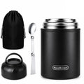 CocoMeiwei Soup Thermo for Hot Food & Drinks, Thermo Lunch Box for Kids, 17oz Vacuum Insulated Food Container with Spoon&&Drawstring Bag, Soup Therm for Adults,Black&White