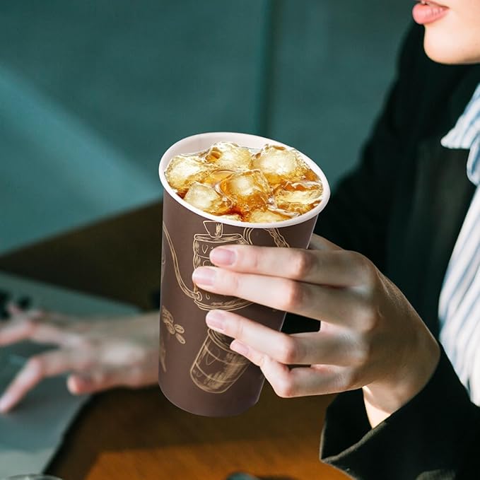Paper Cups 16 oz 180 Pack, Disposable Coffee Cups, Dispoable Paper Drinking Cup for Coffee, Hot Cups for Party, Picnic, Travel, and Events
