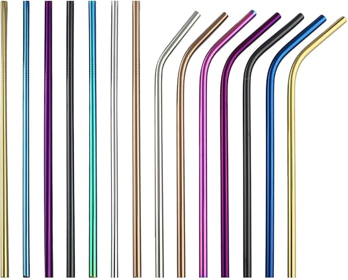Gugrida Stainless Steel Straws 8.5" - 4 Pack - Multicolor - Eco-Friendly - Durable & Versatile - Easy to Clean - Portable Idea