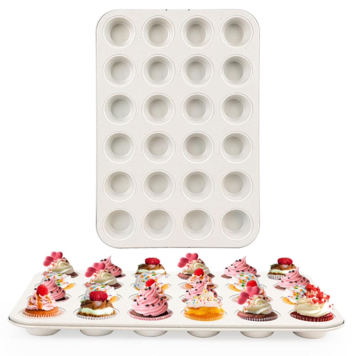 Spmarkt 2-Pack Light Blue 24-Cup Ceramic Mini Muffin Pan – Non-Stick Muffin Tin, PFOA-Free, Healthy Baking, Perfect for Cupcakes, Breakfast Treats & Party Delights