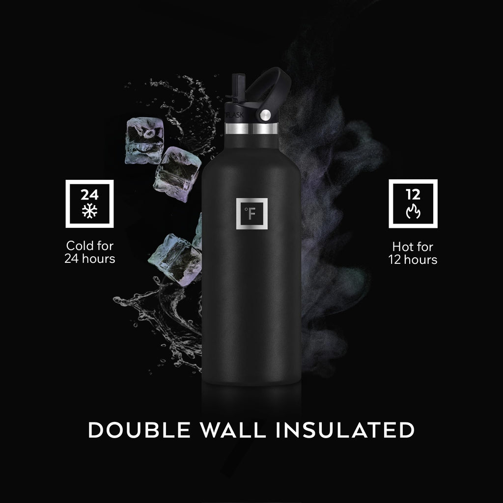 IRON °FLASK 24 oz Narrow Mouth Water Bottle with 3 Lids