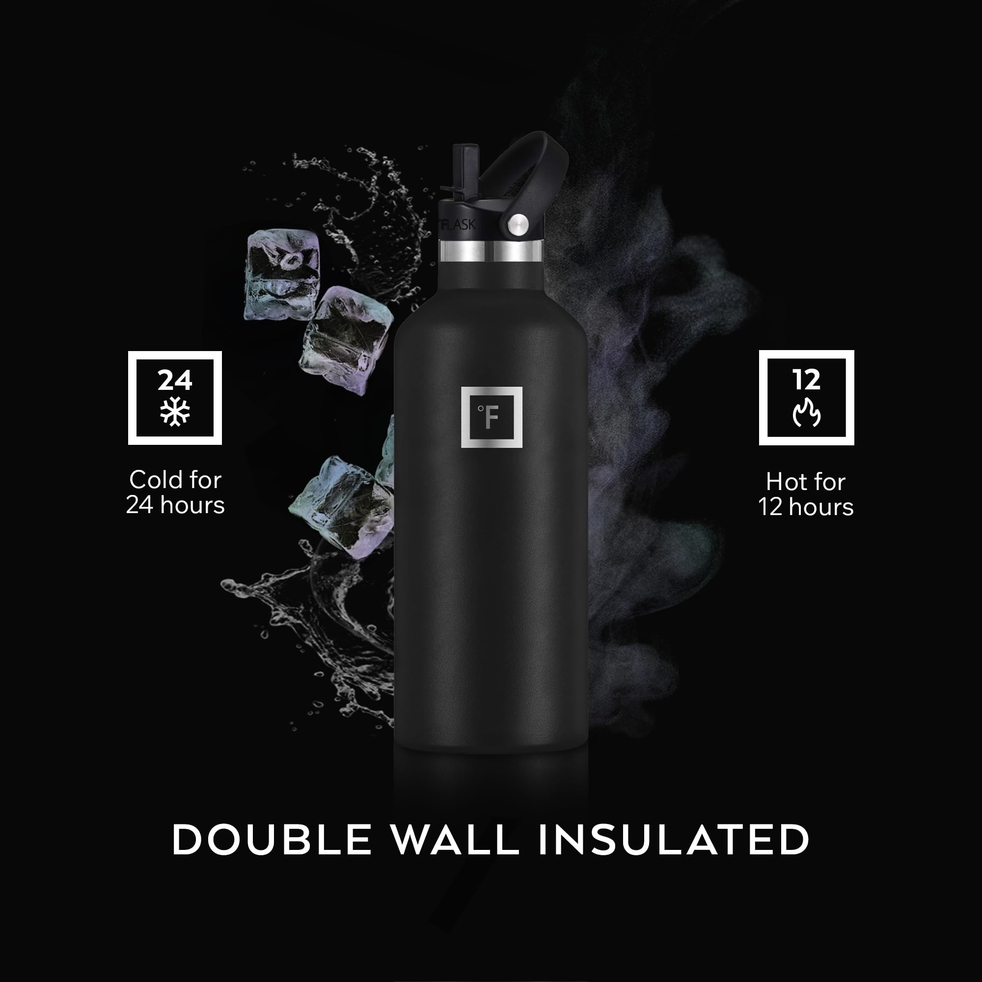 IRON °FLASK 24 oz Narrow Mouth Water Bottle with 3 Lids