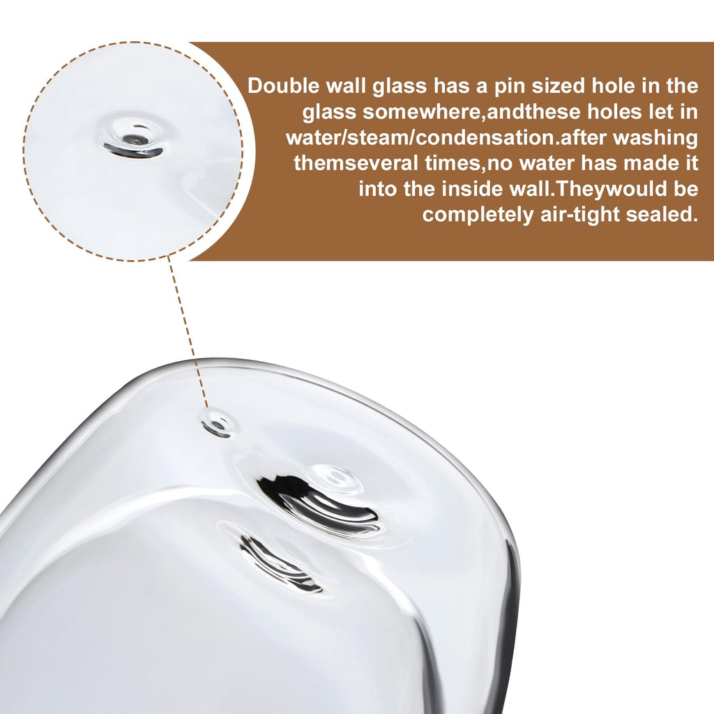 Aurzen 2 Pack Double Walled Glass Coffee Mugs with Handles, Large Insulated Layer Coffee Cups, 12oz Clear Borosilicate Mugs, Perfect for Cappuccino, Tea, Microwave Safe