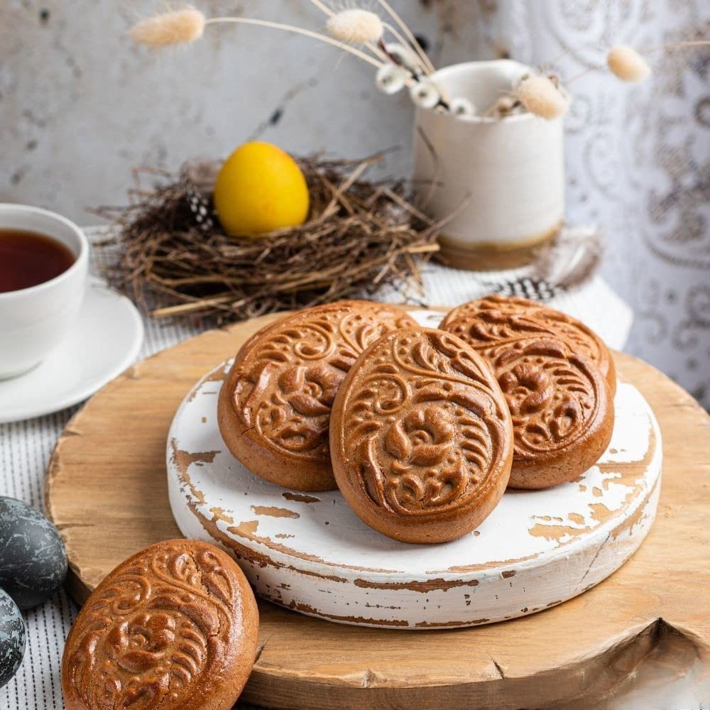 MOTEERLLU Wooden Springerle Cookie Molds for Baking, Easter Egg