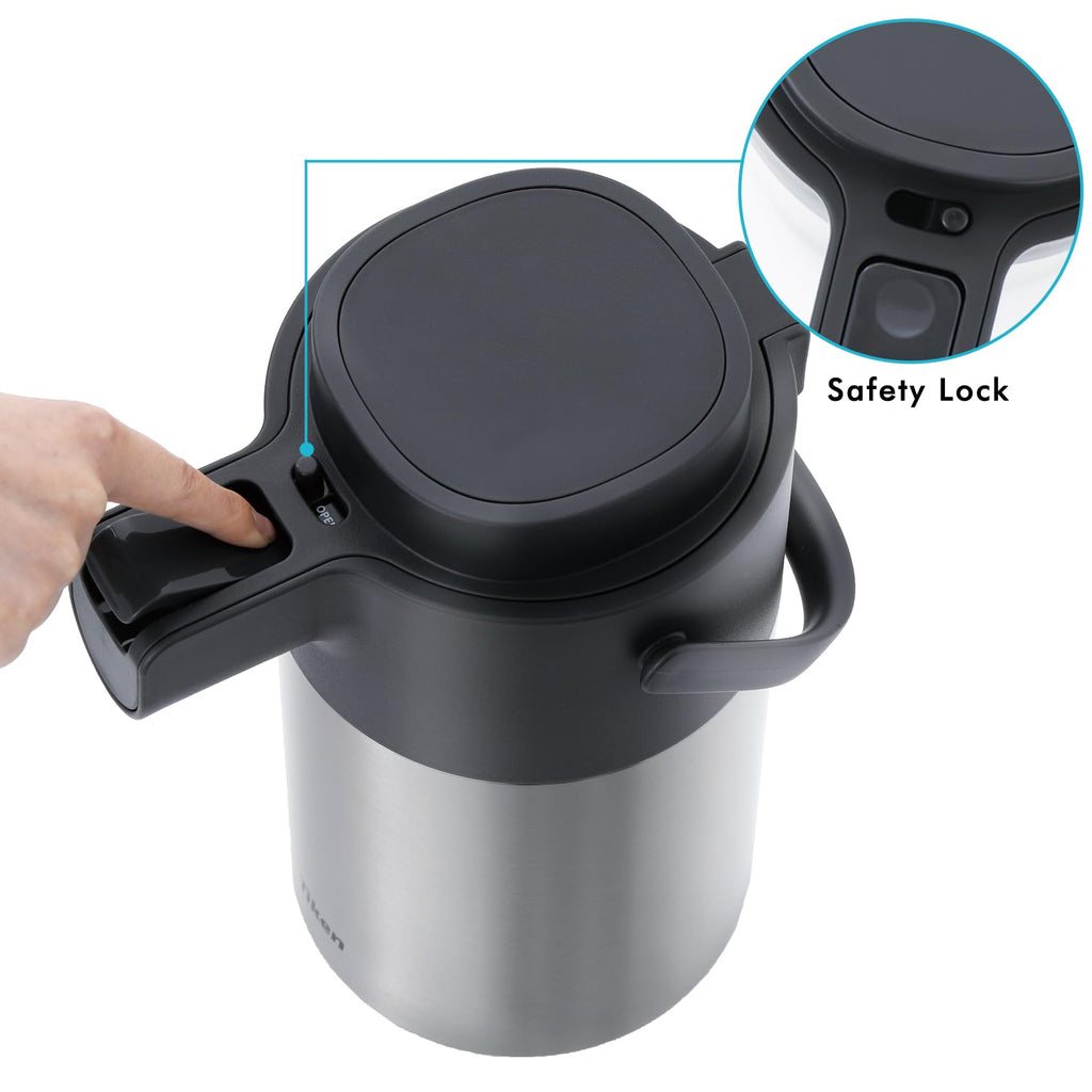 Tiken Airpot Coffee Dispenser with Pump - Coffee Carafes for Keeping Hot - Beverage Dispenser - 135oz/4L Thermal Coffee Carafe for Hot Liquids - Stainless Steel Insulated Coffee Thermos Carafe