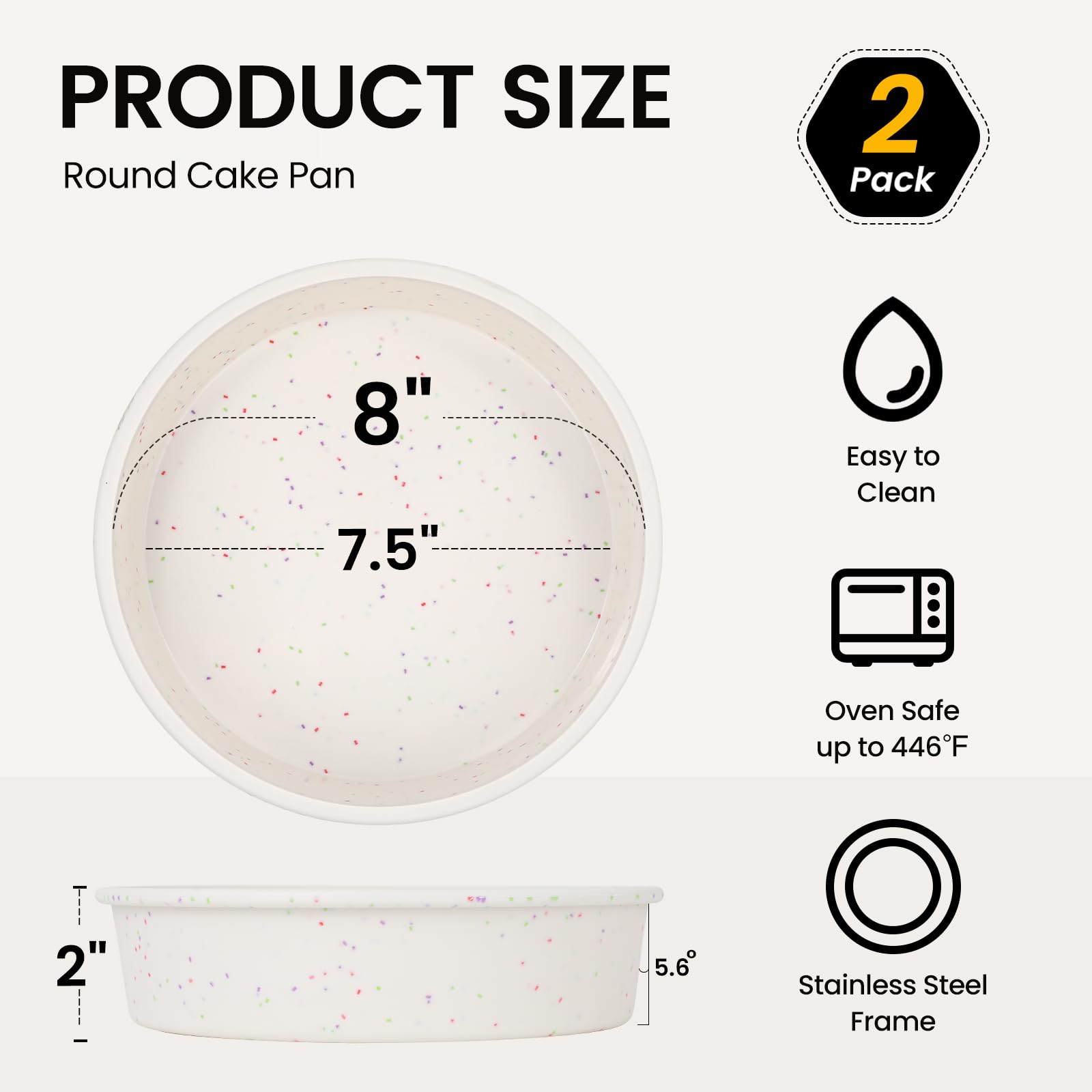 Vinino 8 Inch Silicone Round Cake Pan, Set of 2