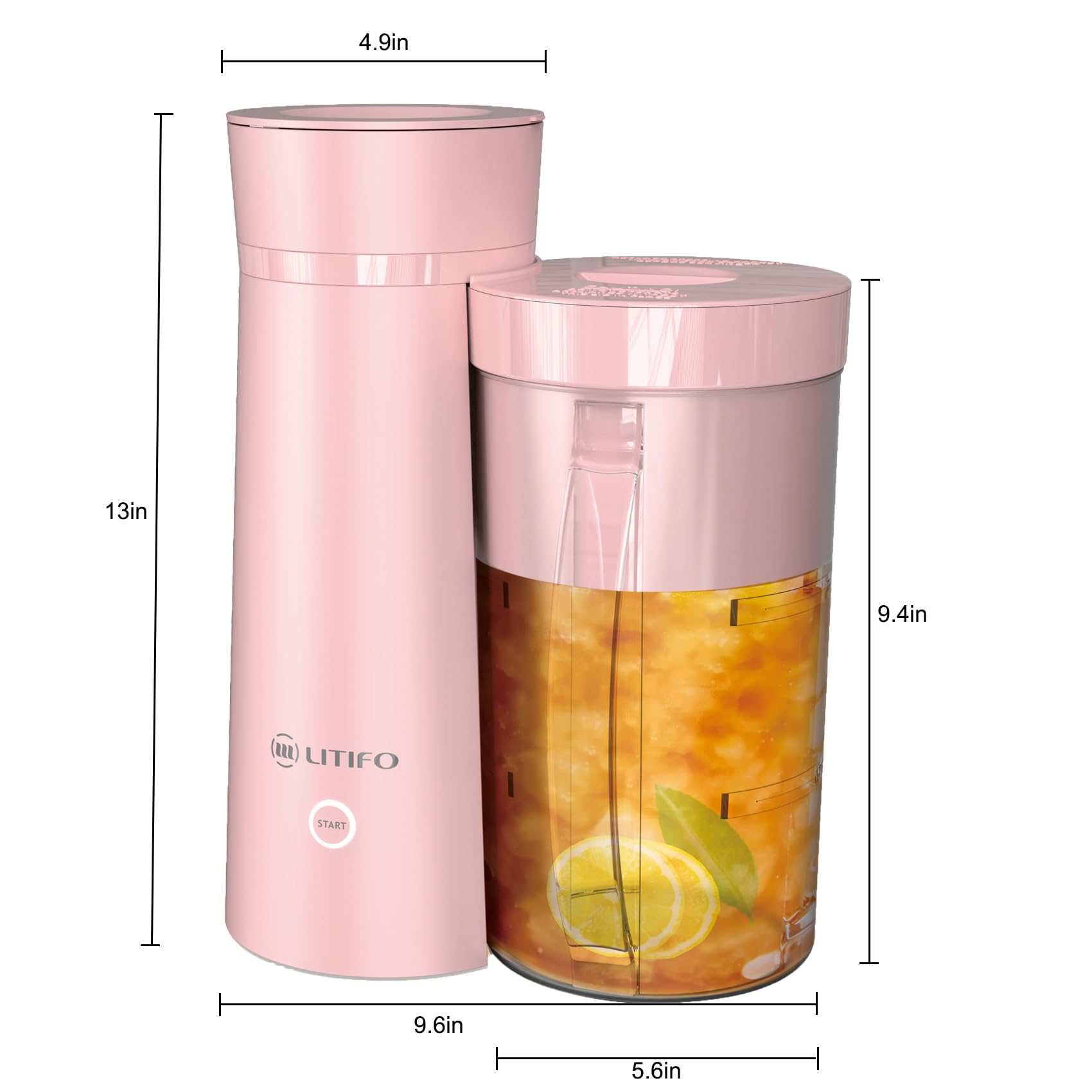 LITIFO Iced Tea Maker and Iced Coffee Maker Brewing System with 2-quart Pitcher, Perfect For Fruit Infused Tea, Lemonade, Flavored Water (Pink)