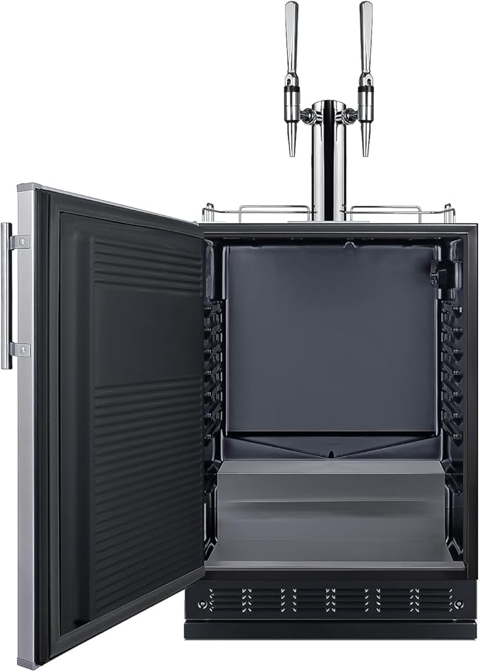 Summit Appliance 24" Wide Nitro Coffee Kegerator/Refrigerator Combo, Black Interior, Caster Wheels, Residential/Commercial Use (LHD, Nitro Coffee)