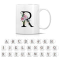 Retreez Initial A-Z Floral Botanical Bouquet Alphabet Monogrammed Monogram Mug 11 Oz Ceramic Tea Coffee Mugs - Appreciation Thank You Wedding Birthday Gifts for her friend coworker sister - R Initial