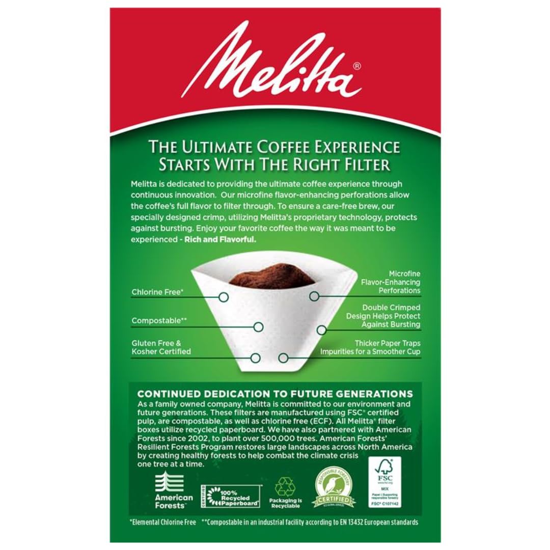 Melitta #4 White Cone Coffee Filters, 6-Pack