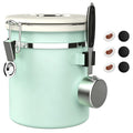 ShanSon Coffee Canister Airtight, Stainless Steel Bean Storage Container with Date Tracker & Scoop, Grounds Sugar Flour Tea Cereal Fits Kitchen Pantry, Ideal Gift for Coffee Lovers,16oz,Green