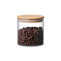 MOLFUJ 1200 ML / 40 FL Oz Glass Storage Container with Wood Lid, Stackable Clear Decorative Organizer Bottle Canister Pantry Jar with Air Tight Wooden Lid for Food, Coffee, Candy, Sugar, Salt, Tea