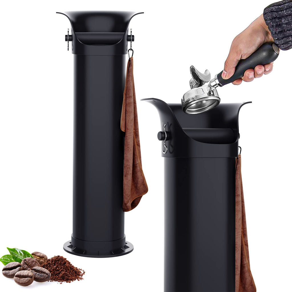 EASGIU Knock Box for Espresso Grounds, Home and Commercial Use Knockbox with Removable Non-Slip Base & Barista Towel, Espresso Knock Box, Coffee Grind Collection Dump Bin, Extra Large