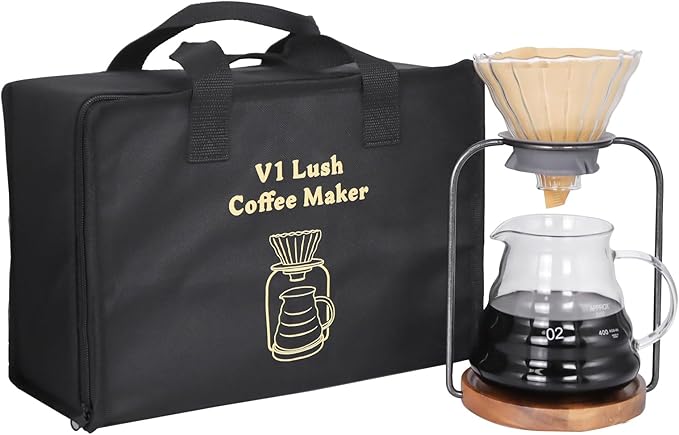SOTECH Pour Over Coffee Dripper Stand Transparent Glass Dripper Server with Paper Coffee Filters Manual Hand Drip Coffee Brewing Kit for Home Office Camping
