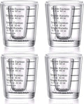 Shot Glasses Measuring cup Liquid Heavy Base Glass Wine Glass Espresso Shot Glass Measurement 2 OZ / 60ML Glass Set for Whiskey, Tequila, Vodka Birthday Gifts Women Men,(Square-4pack)