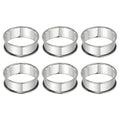 HARFINGTON 6pcs Crumpet Rings 2.36" Nonstick Round Cake Ring Stainless Steel Double Rolled English Pastry Rings for Kitchen Baking Crumpet Dessert, Silver