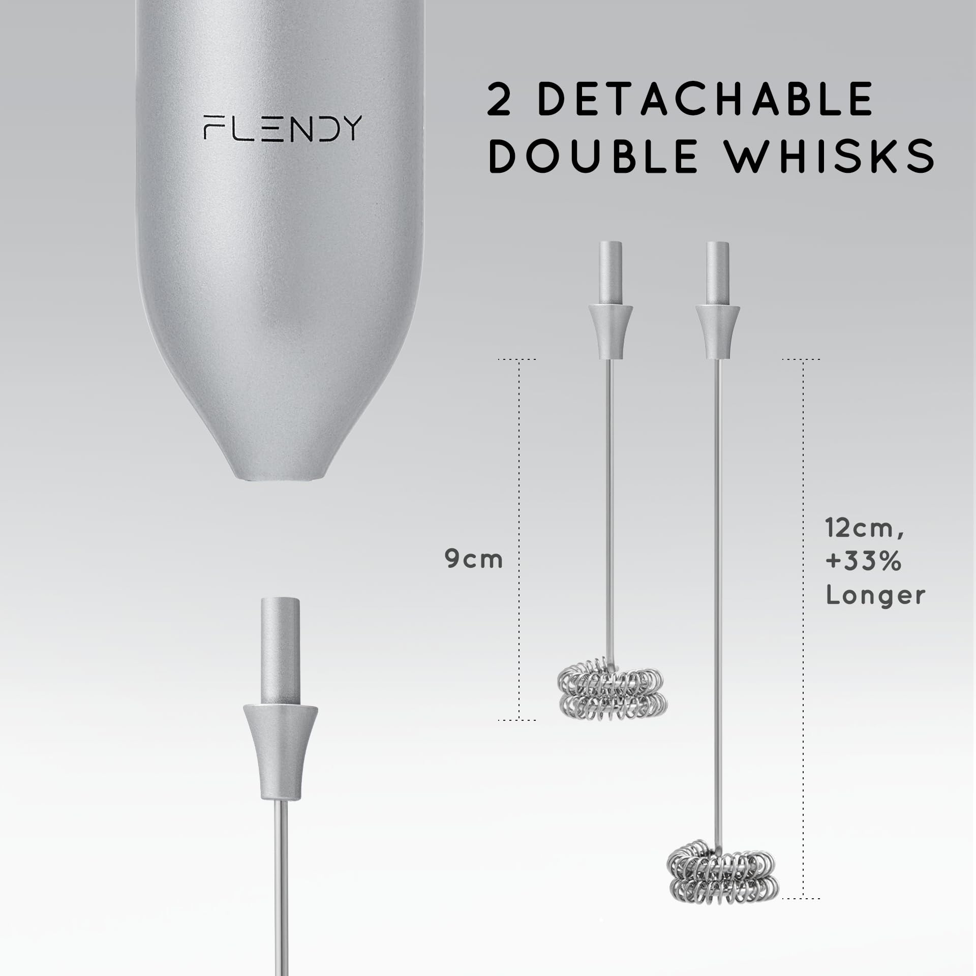 Flendy Rechargeable Milk Frother Handheld with Charging Stand
