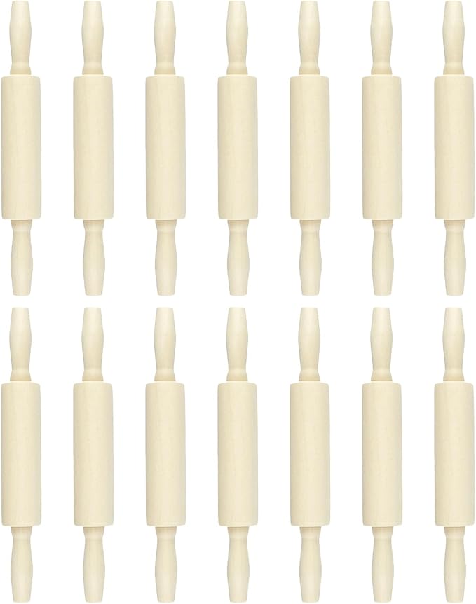 14 Pack Wood Small Rolling Pin for Kids, 7.9 Inch Kids Rolling Pin for Home Kitchen (14)