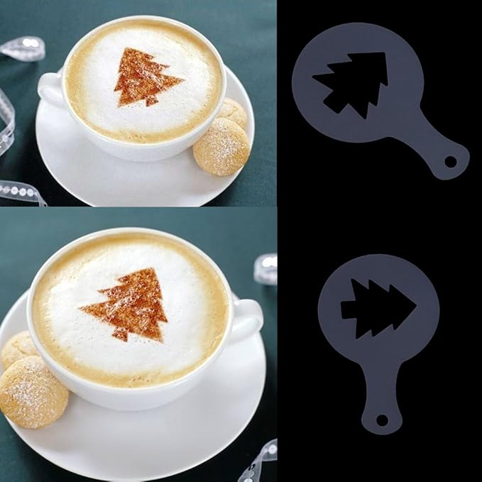 16PCS Coffee Stencils,Plastic Cappuccino Chocolate Latte Art DIY Stencils Tools