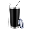 MEWAY 20oz Tumbler Cup Double Wall Vacuum Insulated Travel Mug Bulk, Stainless Steel Tumblers with Lid and Straw, Durable Powder Coated Coffee Cups for Cold & Hot Drinks (Black, 1)
