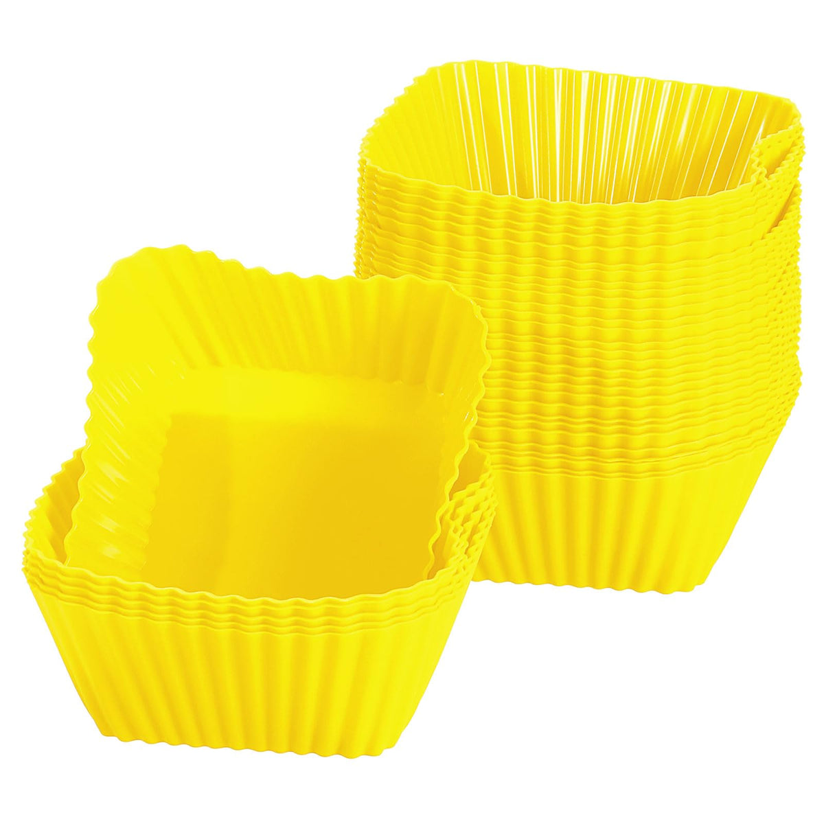 uxcell 18Pcs Silicone Cupcake Baking Cups, Silicone Muffins Liners Non-Stick Square Baking Cups, for Cooking Eggs Baking Muffins and Make a Cake(Red)