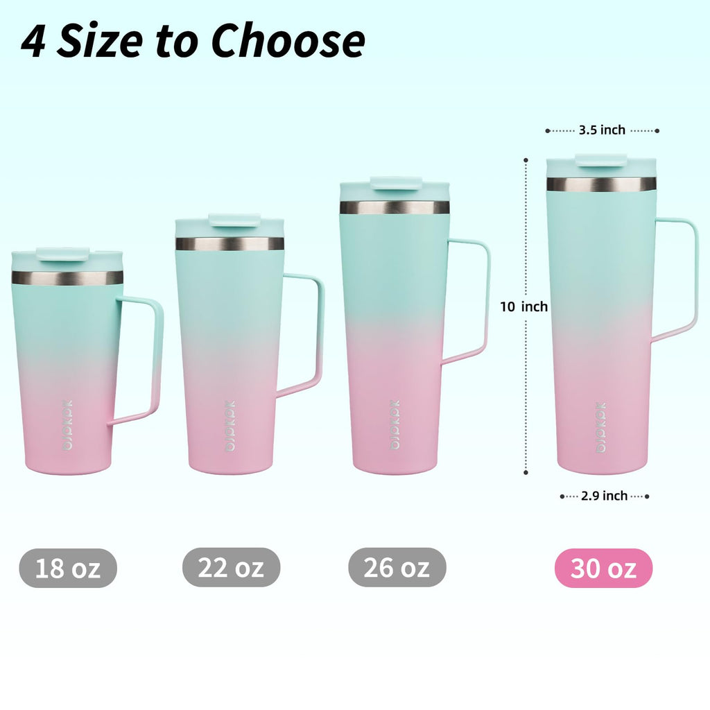 BJPKPK 30oz Insulated Tumbler with Handle, Lid & Straw, Stainless Steel