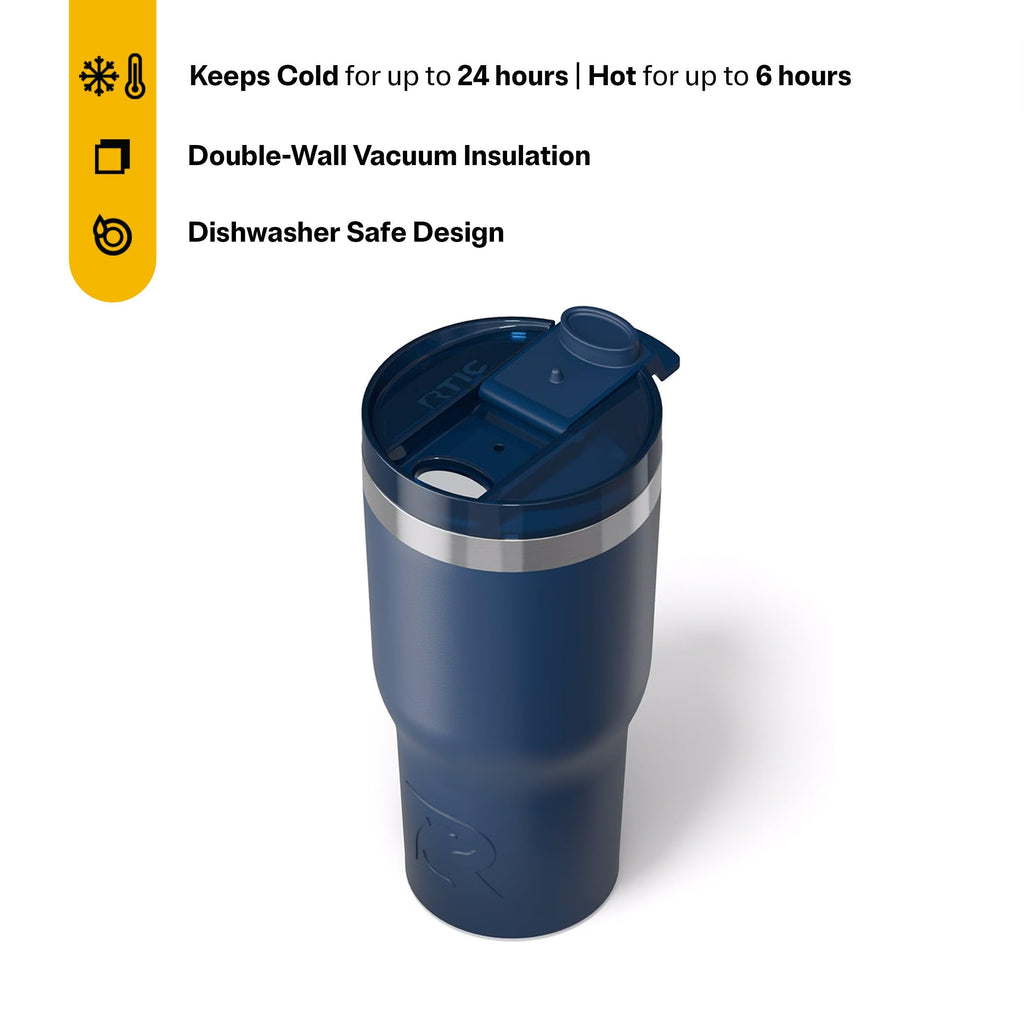 RTIC 20oz Essential Tumbler with Lid, Ceramic Lined, Navy