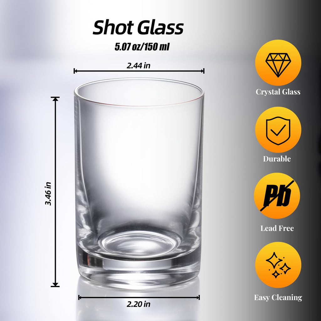KAMMAK Shot Glasses Set of 2, Clear Espresso Shot Glass with Heavy Base