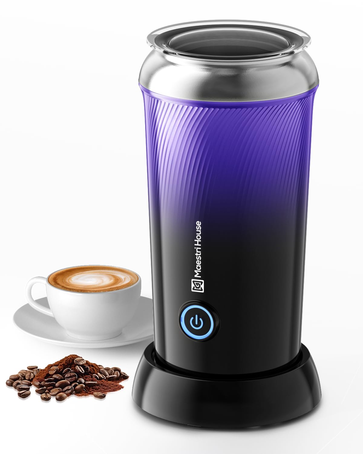 Maestri House Milk Frother, 3-in-1 Hot & Cold Mik Frothing Steamer, 8.12OZ/240ML Touch Control Foam Maker, Compact Space-saving Design for Latte, Cappuccino and Warm Milk