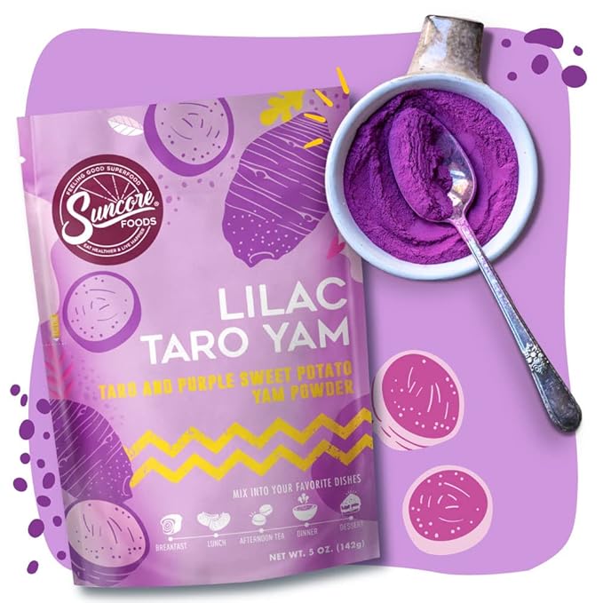 Suncore Foods Lilac Taro Yam Powder, Light Purple Food Coloring Powder, Gluten-Free, Non-GMO, 5oz (1 Pack)