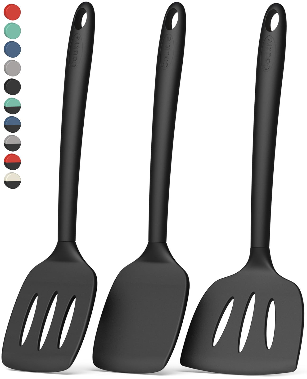 Coukre 3 Pack Silicone Spatula Set, Heat Resistant to 500°F, BPA-Free