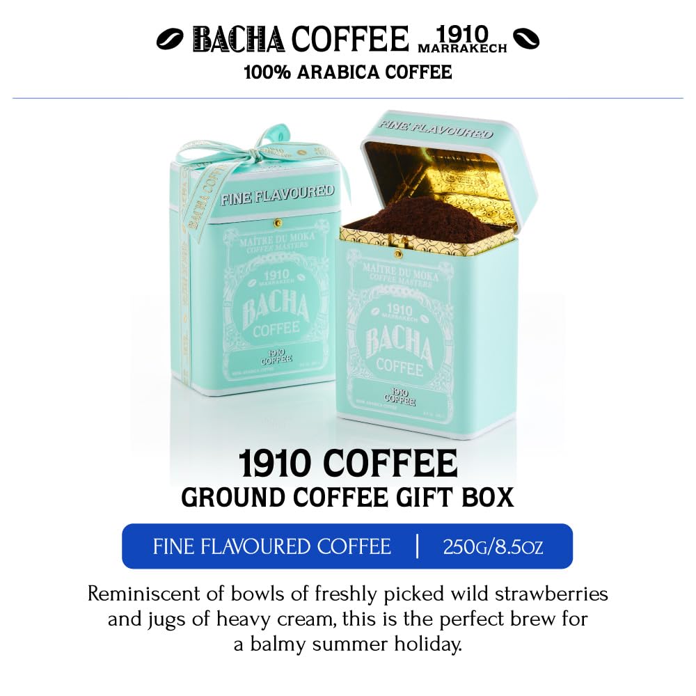 Bacha Coffee | 1910 Fine Flavoured, Ground Beans, Medium Roast, 100% Arabica Specialty Coffee, 250g Signature Nomad Collection, Gift Box