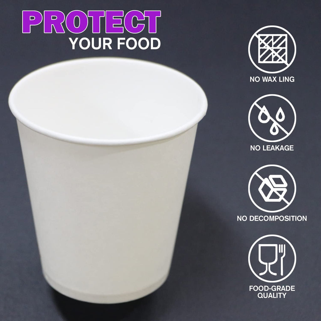 Smygoods White Disposable Paper Coffee Cups (10 OZ, 100 Count) For Hot Beverages, Tea, Espresso, Cocoa - To Go Drink Containers, Café & Office