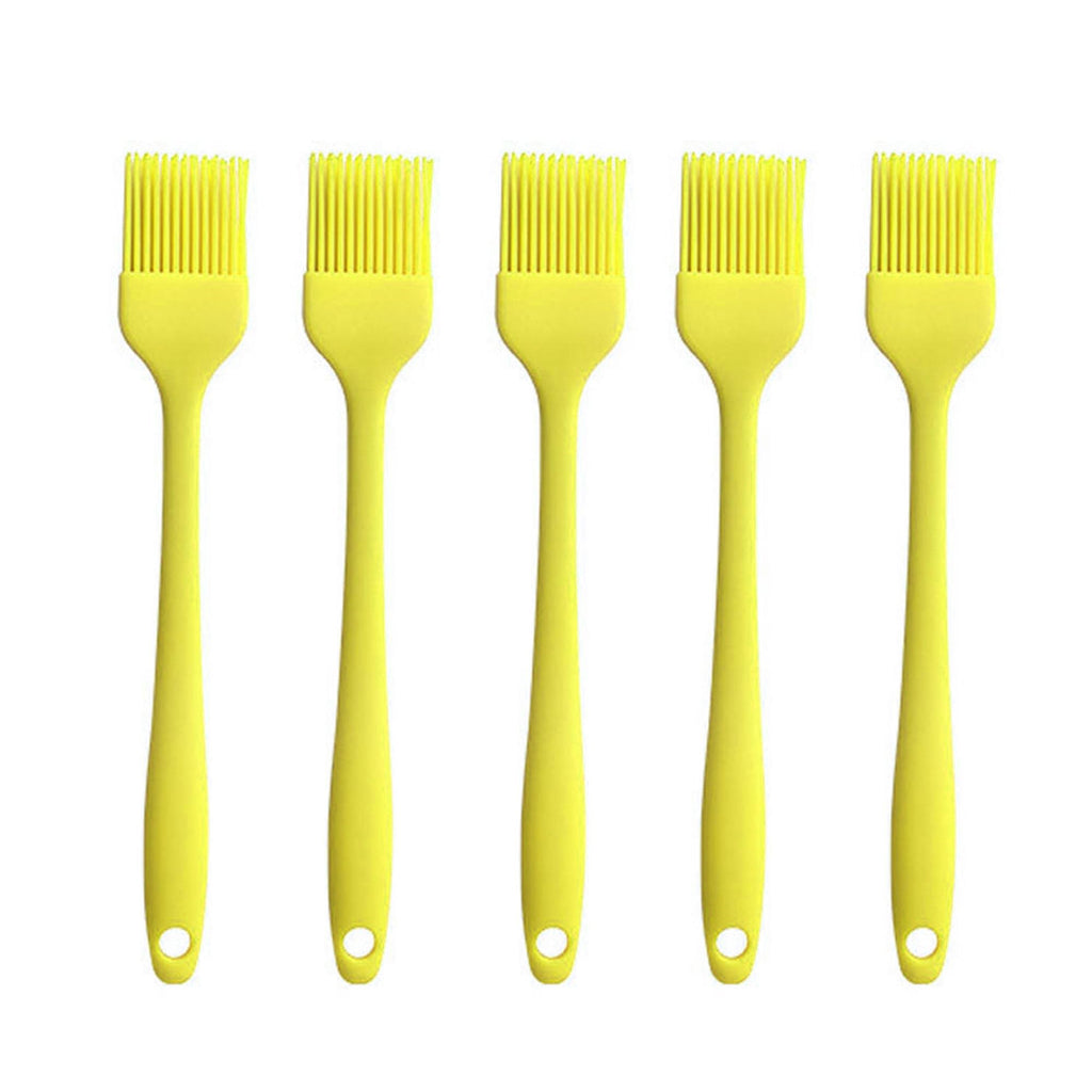Silicone brush, Oil Brush for BBQ Kitchen Cooking Baking and Grilling (5 PCS,yellow)